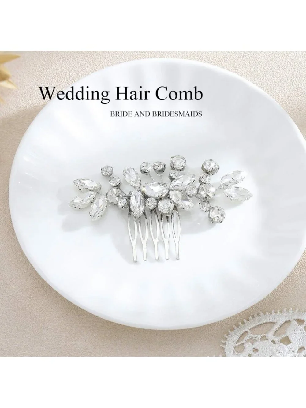 Women's Silver Crystal Rhinestone Bridal Hair Clip Wedding Headpiece